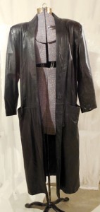 Long black leather coat
