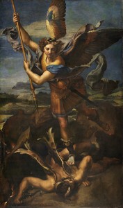 Michael vanquishing Satan