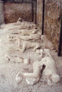 Plaster cast of residents of Pompeii