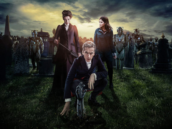Mossy, the Doctor, and Clara in "Dark Water"/"Death in Heaven"