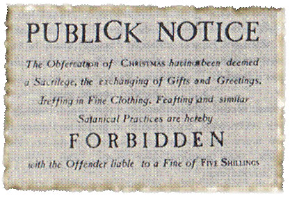 17th century notice punishing Christmas celebrants 5 shillings