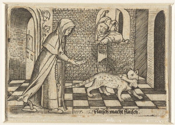 Nun bribing cat for a penis